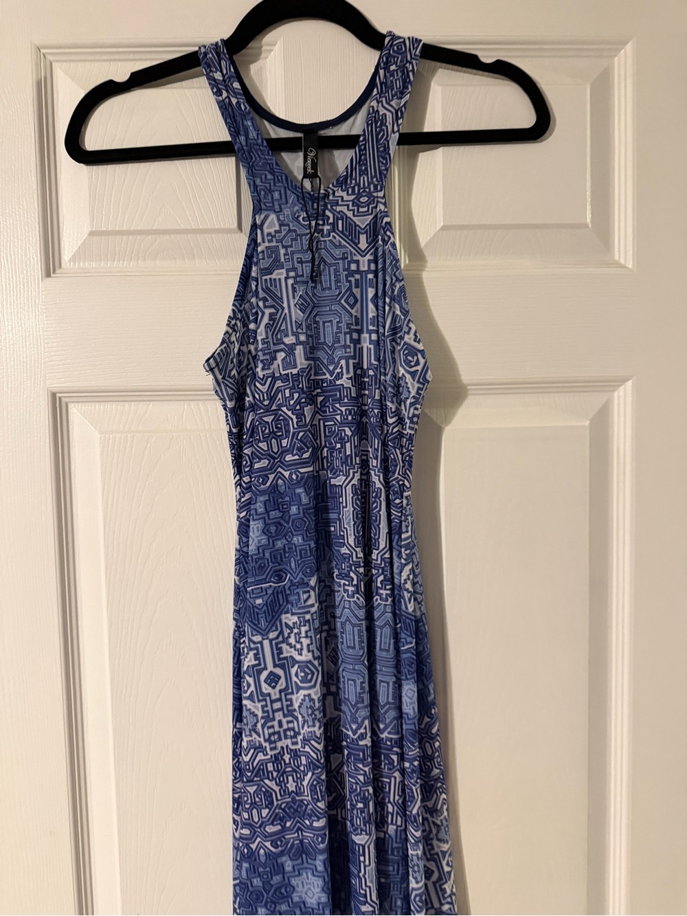Blue Geometric Print maxi dress